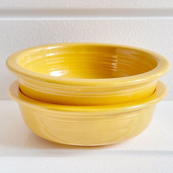 Fiesta Set of 5 1/2” Original Yellow Glaze Fruit Bowls In Retired 1936-1969 - Picture 3 of 10
